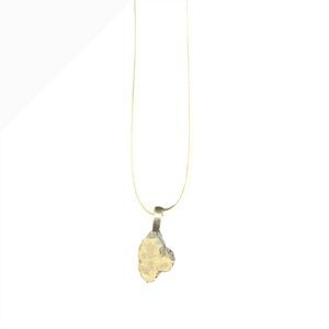 Raw Stone Pendant Necklace Silver Tone Unique Statement Jewelry